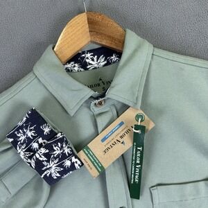 Tailor Vintage Shirt Small Green Comfort Stretch Oxford Flip Cuff Minimalist New